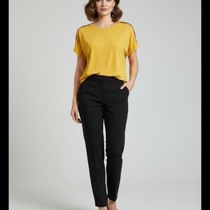 Love Scarlett Mustard Blouse Size L with Sparkling Detail on Shoulders Chic